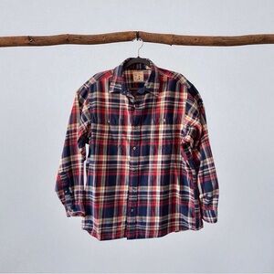 RedHead Rugged Plaid Flannel Shirt XL Navy Red Cabincore Vintage Vibes Rugged
